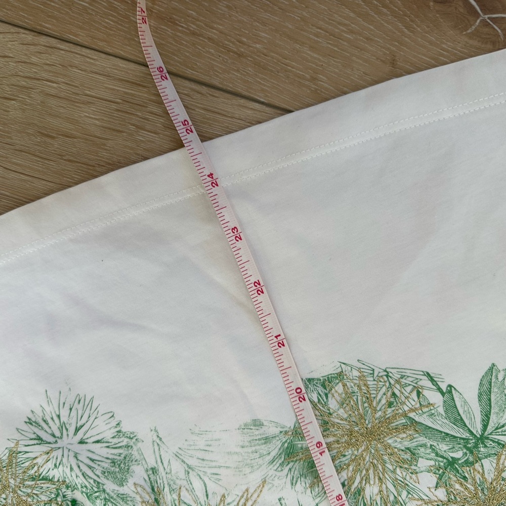 MaxMara White Short Sleeve Tee with Green and Gold Botanical Print - Picture 7 of 14